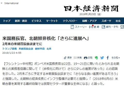 2019年1月23日の日経新聞へのリンク画像です。
