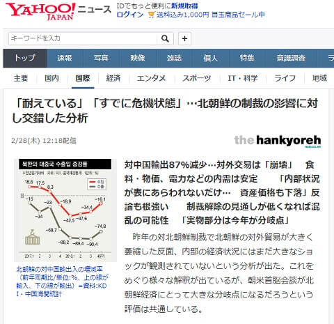 2019年2月28日のYahooニュースのリンク画像です。