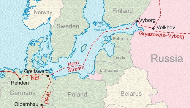 ノルド・ストリームの地図