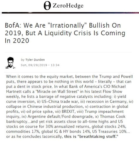 2019年9月29日のゼロヘッジへのリンク画像です。