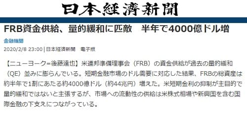 2020年2月8日 日本経済新聞へのリンク画像です。