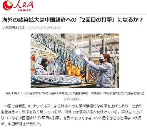 2020年3月5日 人民日報へのリンク画像です。