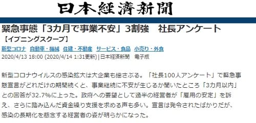 2020年4月13日 日本経済新聞へのリンク画像です。