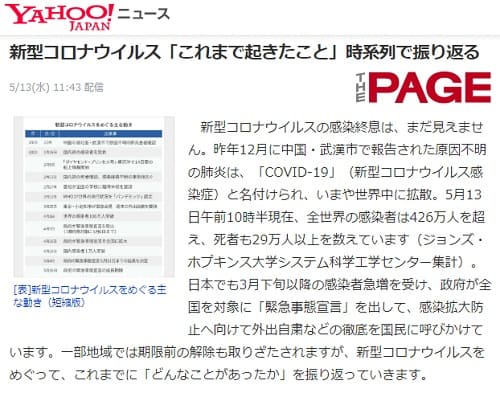 2020年5月13日 Yahooニュースへのリンク画像です。