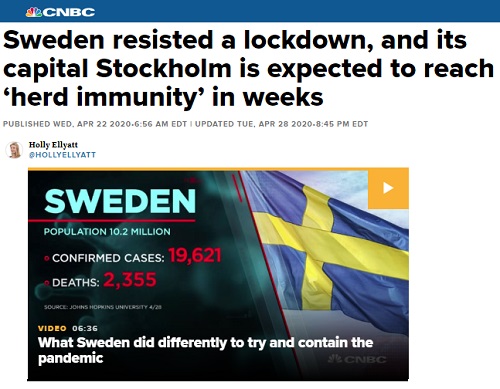 2020年4月28日 CNBCへのリンク画像です。