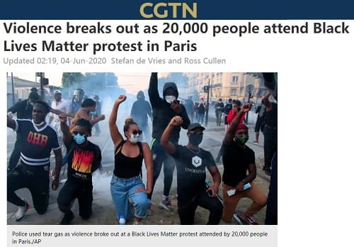 2020年6月4日 CGTNへのリンク画像です。