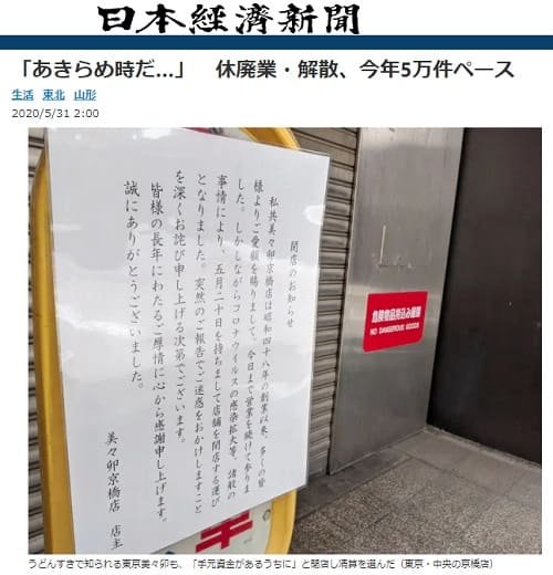 2020年5月31日 日本経済新聞へのリンク画像です。