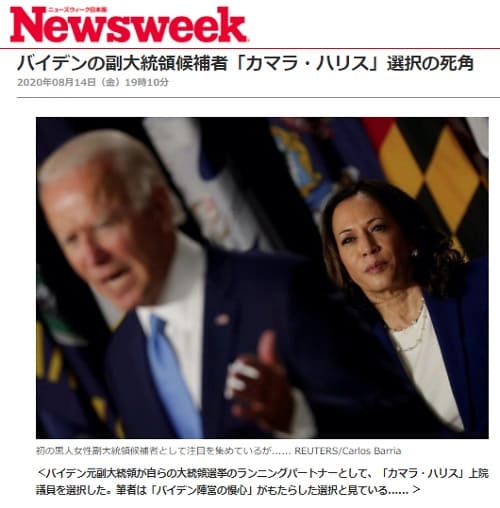 2020年8月14日 Newsweekへのリンク画像です。