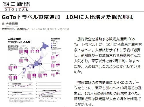 2020年10月18日 朝日新聞のリンク画像です。