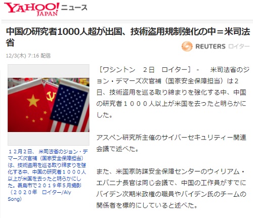 2020年12月3日 Yahooニュースのリンク画像です。