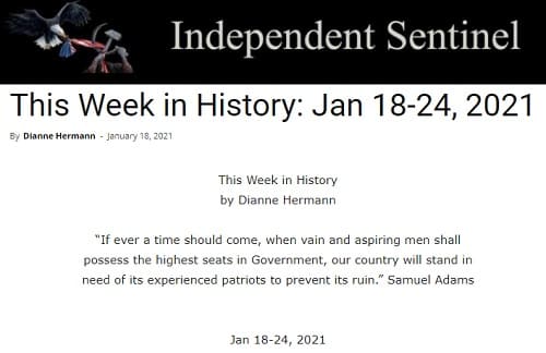 2021年1月18日 Independent Sentinelのリンク画像です。