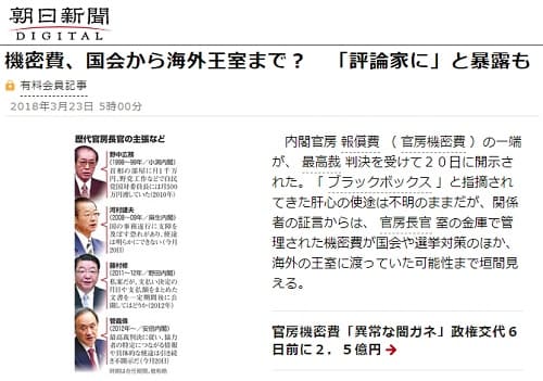 2018年3月23日 朝日新聞へのリンク画像です。