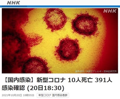 2021年10月20日 NHK NEWS WEBへのリンク画像です。