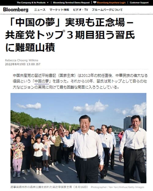 2022年8月19日 Bloombergへのリンク画像です。