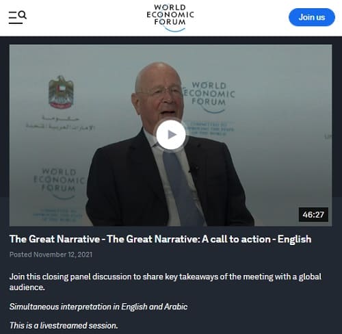 2021年11月12日 WORLD ECONOMIC FORUMへのリンク画像です。