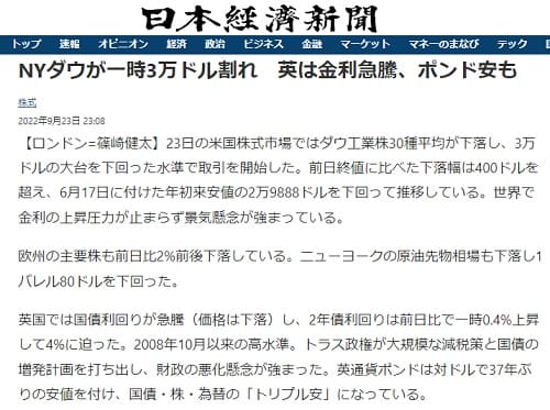 2022年9月23日 日本経済新聞へのリンク画像です。
