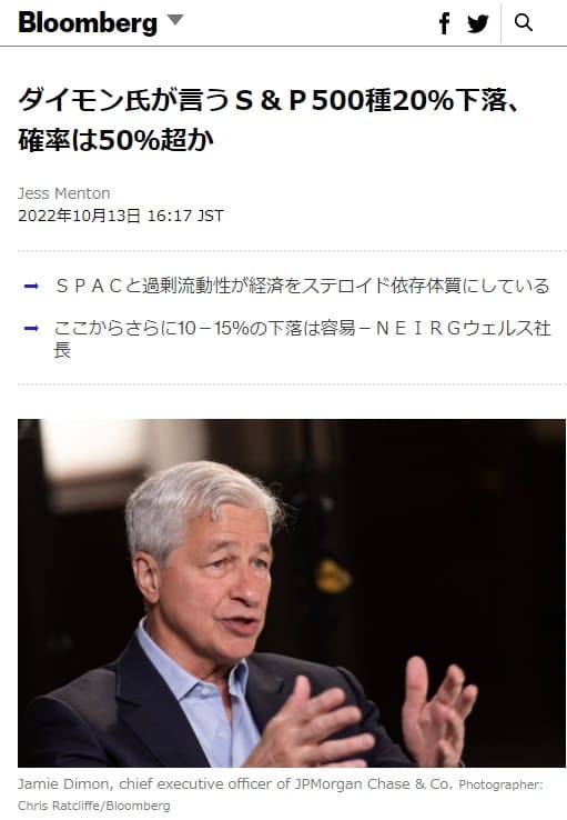 2022年10月13日 Bloombergへのリンク画像です。