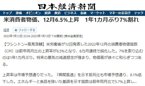 2023年1月12日 日本経済新聞へのリンク画像です。