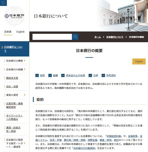 日本銀行へのリンク画像です。