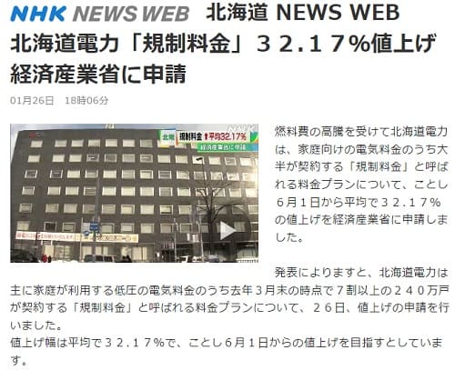2023年1月26日 NHK 北海道 NEWS WEBへのリンク画像です。