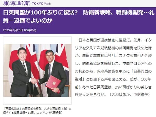 2023年1月20日 東京新聞へのリンク画像です。