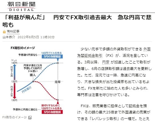 2022年8月5日 朝日新聞へのリンク画像です。
