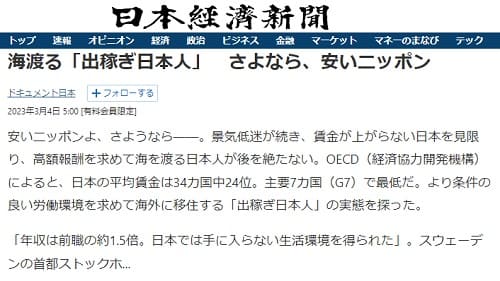 2023年3月4日 日本経済新聞へのリンク画像です。