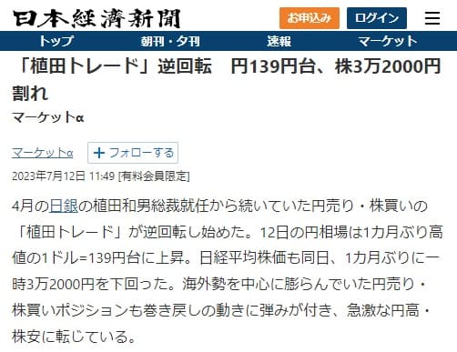 2023年7月12日 日本経済新聞へのリンク画像です。