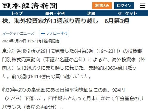 2023年6月29日 日本経済新聞へのリンク画像です。