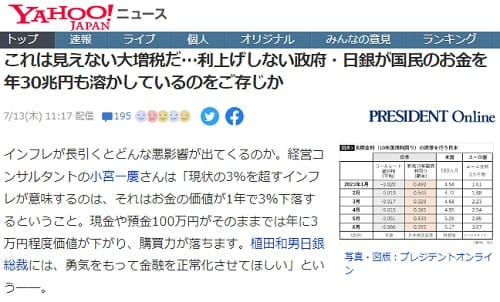 2023年7月13日 Yahooニュースへのリンク画像です。