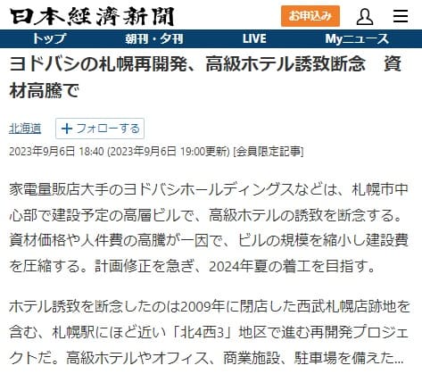 2023年9月6日 日本経済新聞へのリンク画像です。
