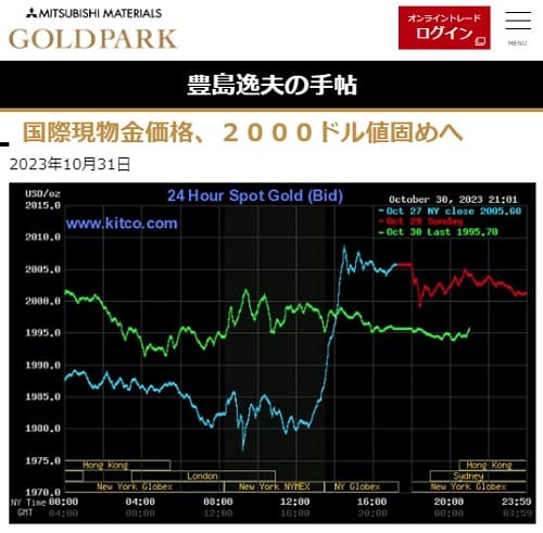 2023年10月31日 三菱マテリアル GOLD PARKへのリンク画像です。