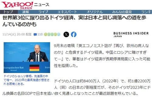 2023年11月14日 Yahooニュースへのリンク画像です。