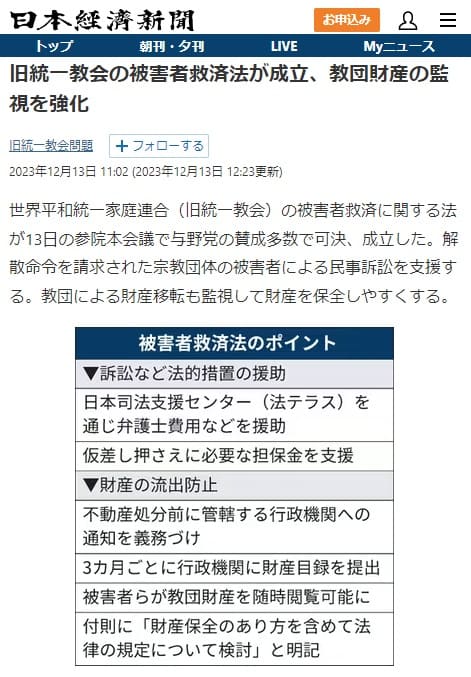 2023年12月13日 日本経済新聞へのリンク画像です。