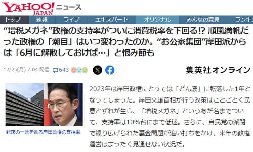 2023年12月25日 Yahooニュースへのリンク画像です。