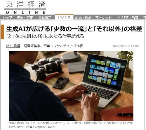 2024年1月17日 東洋経済ONLINEへのリンク画像です。