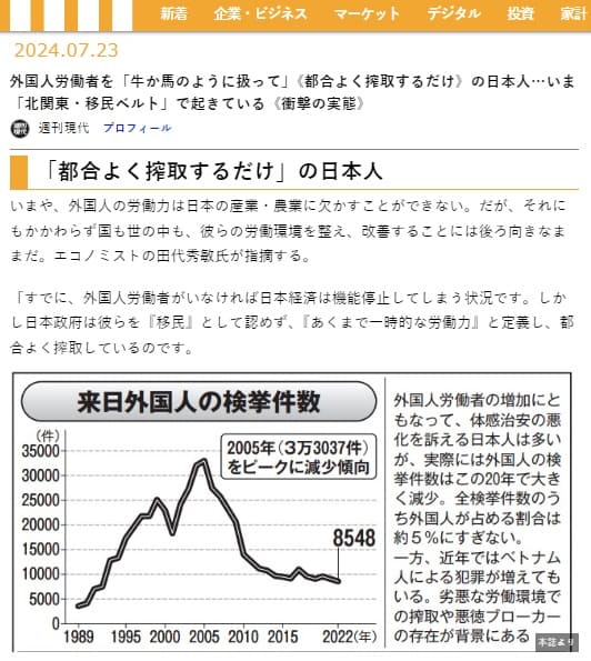 2024年7月23日 マネー現代へのリンク画像です。