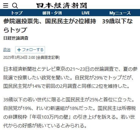 2025年3月24日 日本経済新聞へのリンク画像です。