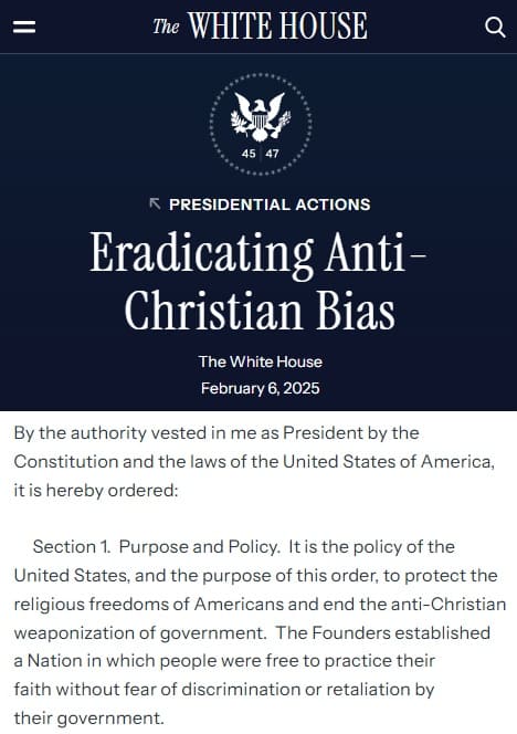 2025年2月6日 ホワイトハウスへのリンク画像です。