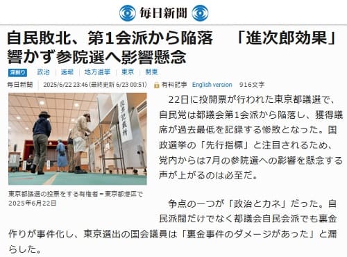 2025年6月22日 毎日新聞へのリンク画像です。