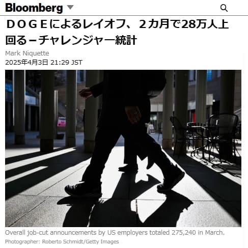 2025年4月3日 ブルームバーグへのリンク画像です。