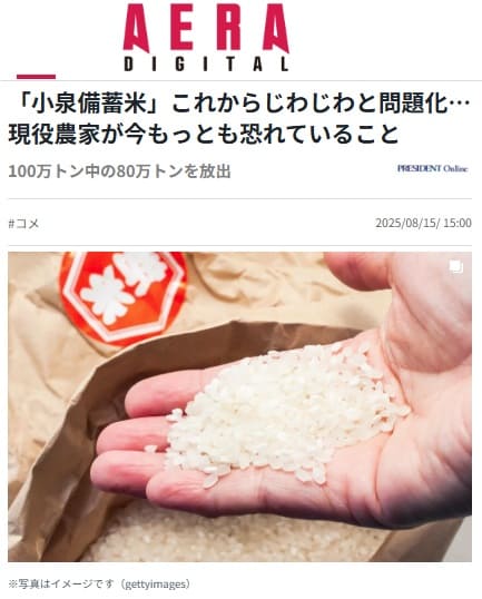 2025年8月15日 AERA DIGITALへのリンク画像です。