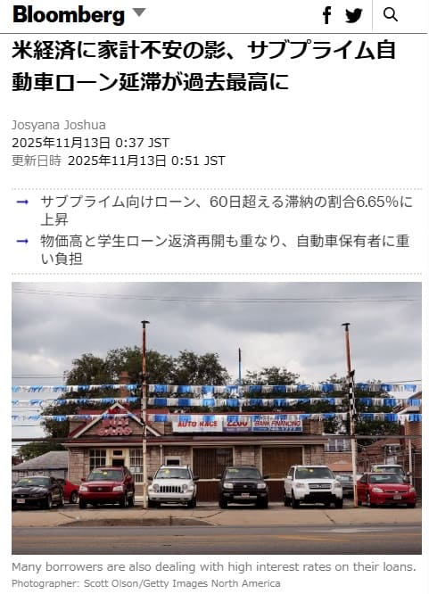 2025年11月13日 ブルームバーグへのリンク画像です。