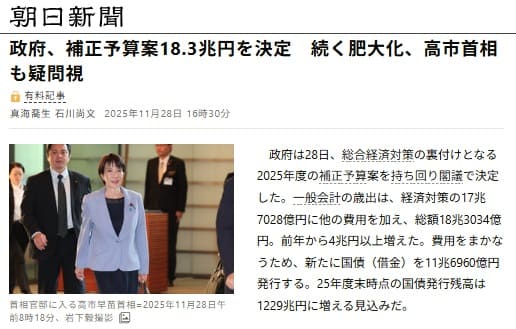 2025年11月28日 朝日新聞へのリンク画像です。