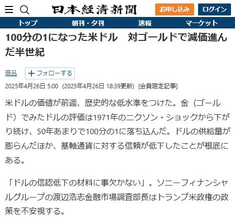 2025年4月26日 日本経済新聞へのリンク画像です。