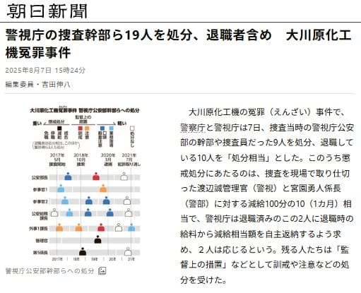 2025年8月7日 朝日新聞へのリンク画像です。