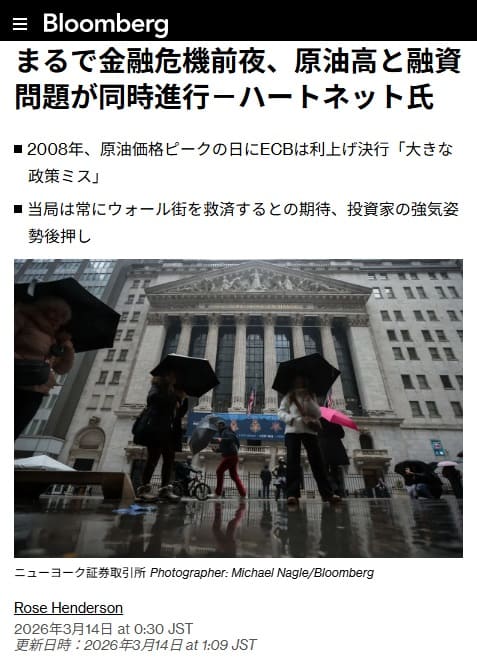 2026年3月14日 Bloombergへのリンク画像です。