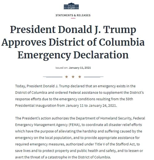 2021年1月11日 WHITEHOUSEのリンク画像です。