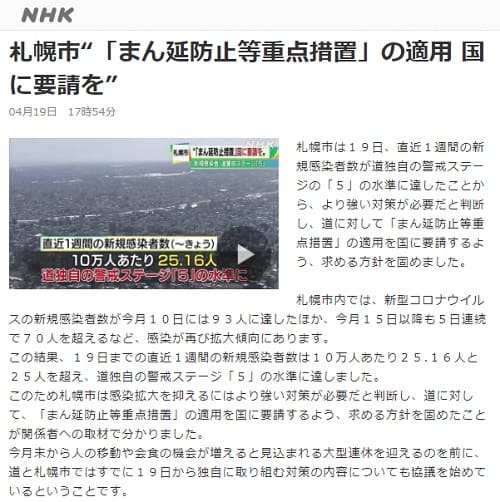 2021年4月19日 NHK NEW WEBへのリンク画像です。