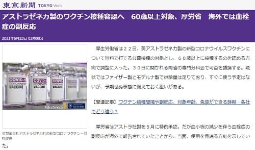2021年6月23日 東京新聞へのリンク画像です。